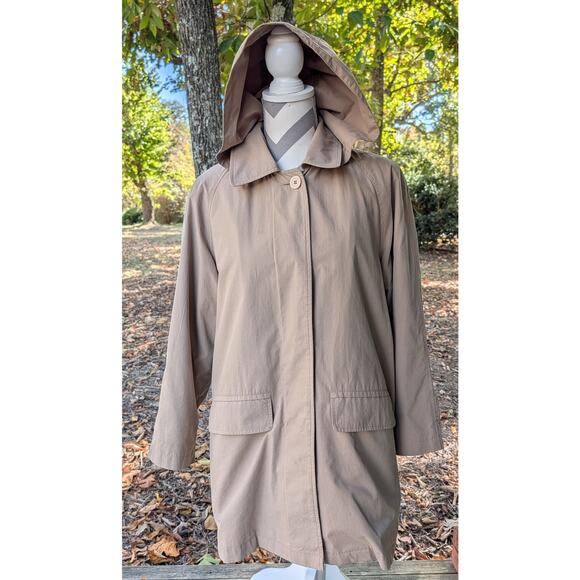 London Fog Women's S Petite Khaki Tan Hooded Trench Coat Removable Liner & Hood - Picture 1 of 12